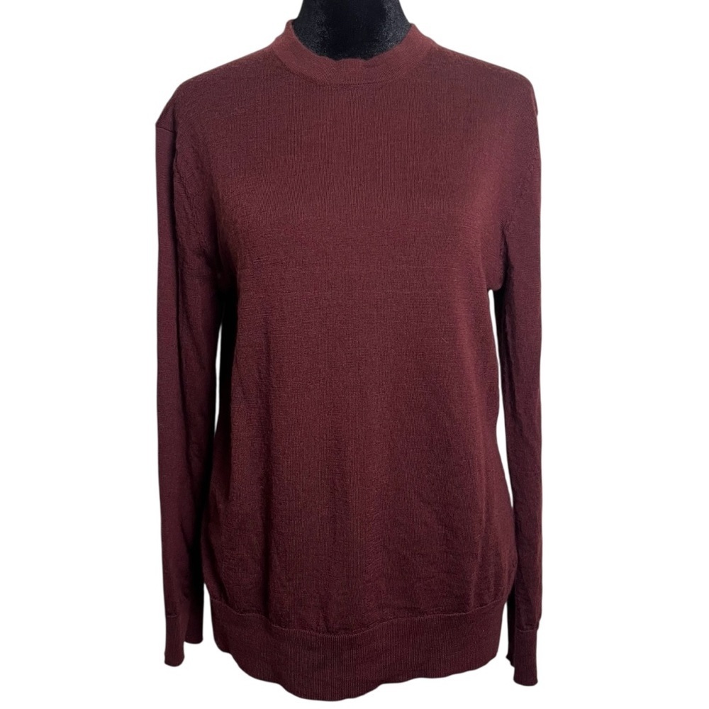 Burgundy Banana Republic Merino Wool High Crew Neck Sweater — Size Small